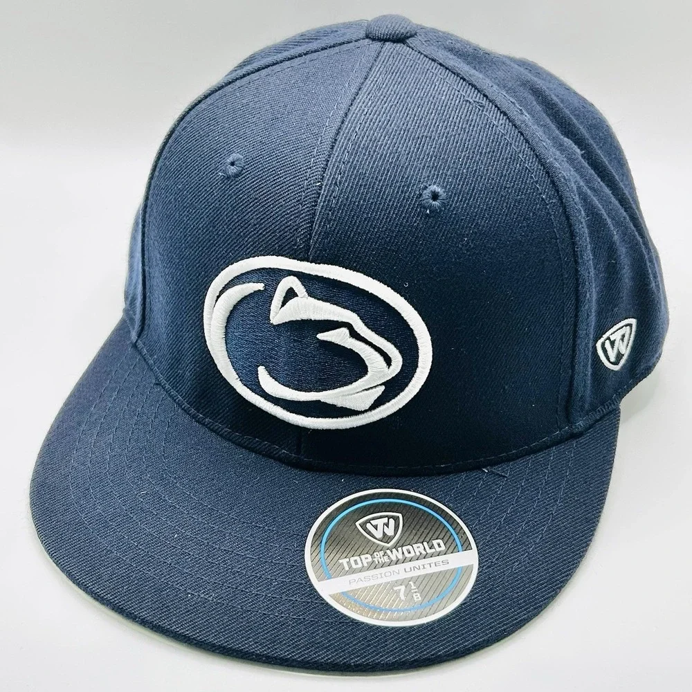 Penn State Nittany Lions Top of the World Logo Fitted Hat Cap 7 1/8 NCAA Blue